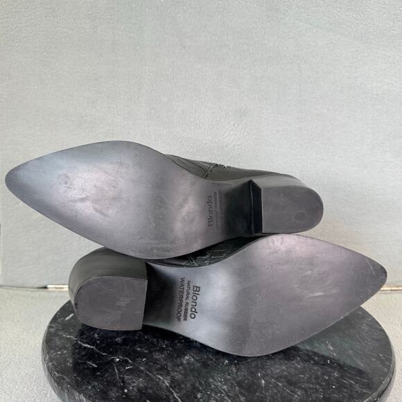 Blondo Black Leather Croc Embossed Waterproof Ankle Boots Women’s Size 8.5M US - Picture 6 of 9